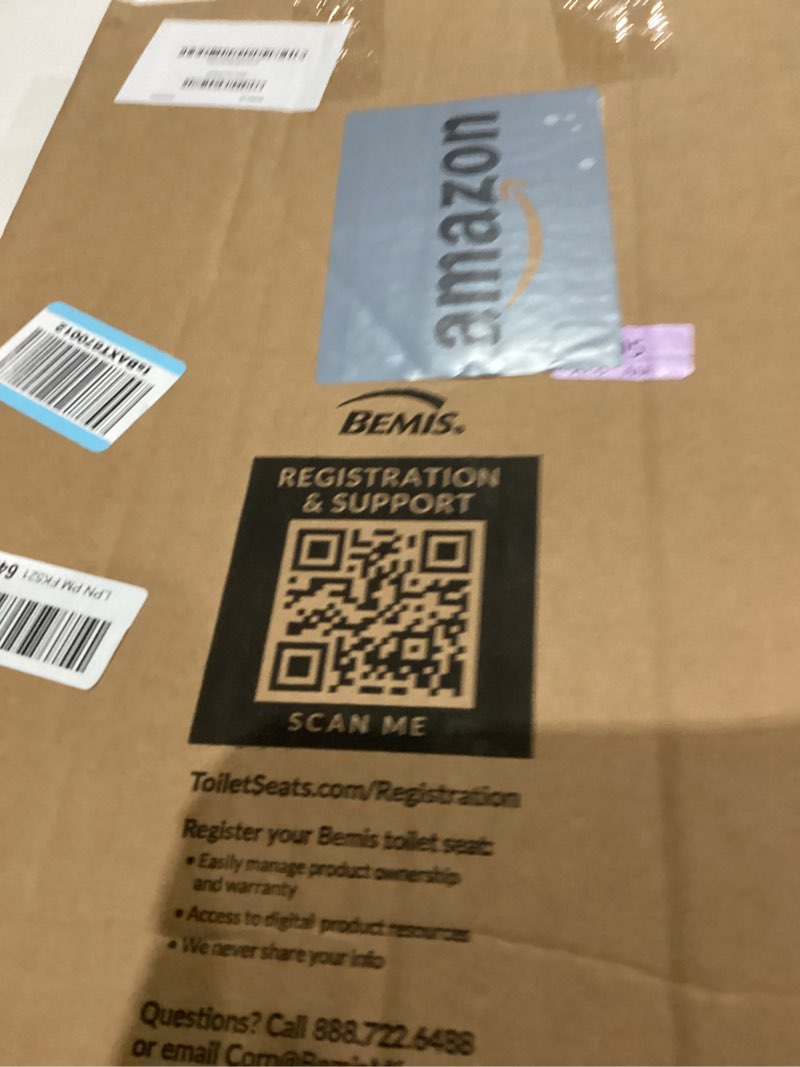 Condition photo showing As Is for Mayfair Linden Slow Close Toilet Seat, Non Slip Heavy Duty Wood, Easy Install, Elongated, White Elongated Traditional Hinge