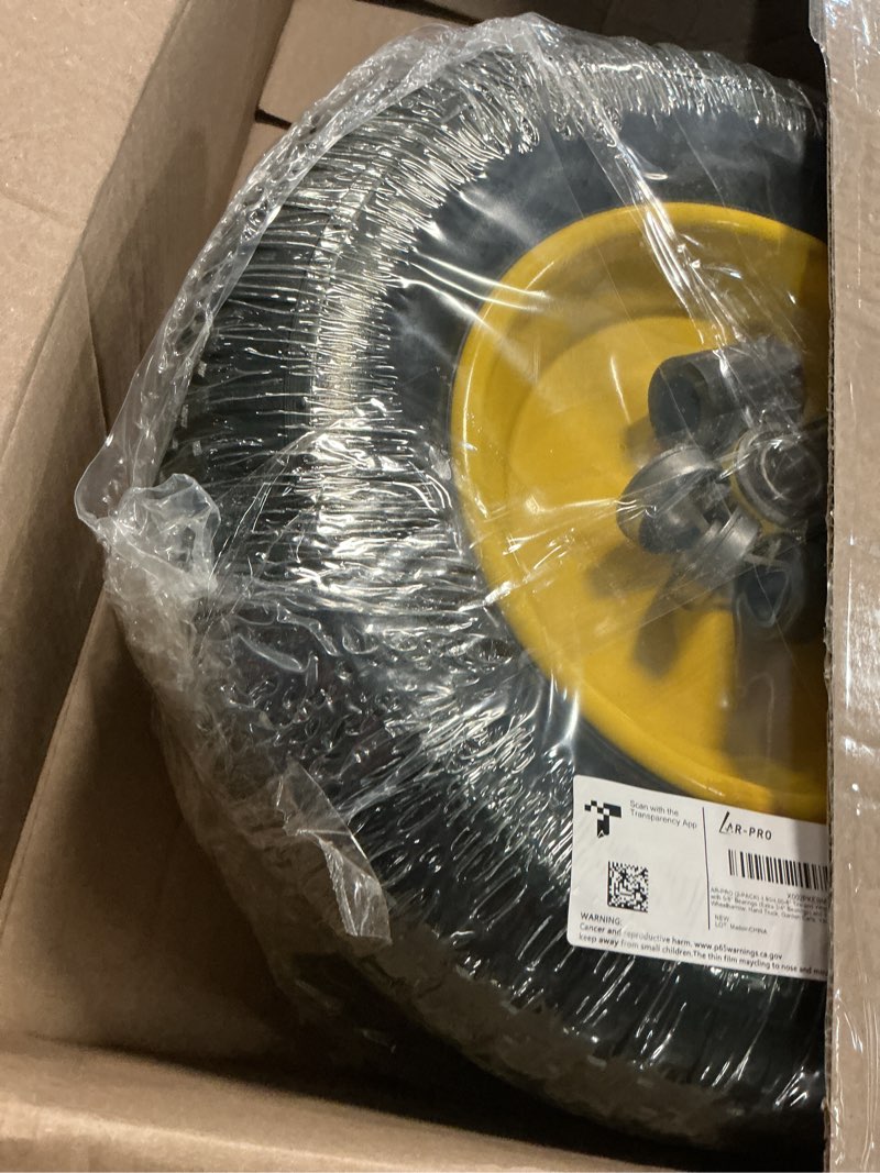 Condition photo showing New/Like New for AR-PRO (2-PACK) 4.80/4.00-8" Tire and Wheel, 16" Pneumatic Tire Wheels with 3/4" Bearings and 3" Centered Hub for Wheelbarrow, Hand Truck, Garden Carts, Yard Wagon Dump Cart (Extra 5/8" Bearings) 4.80/4.00-8" Yellow (2 Pack)