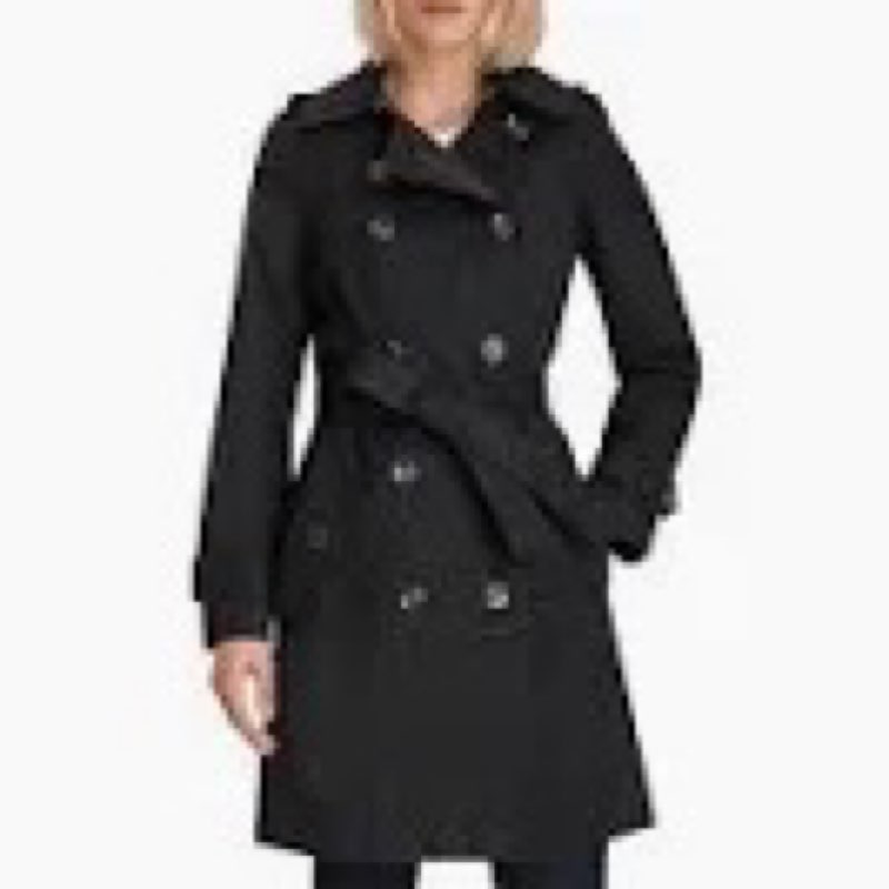 London Fog Women's Double Breasted Trenchcoat, Black, L
