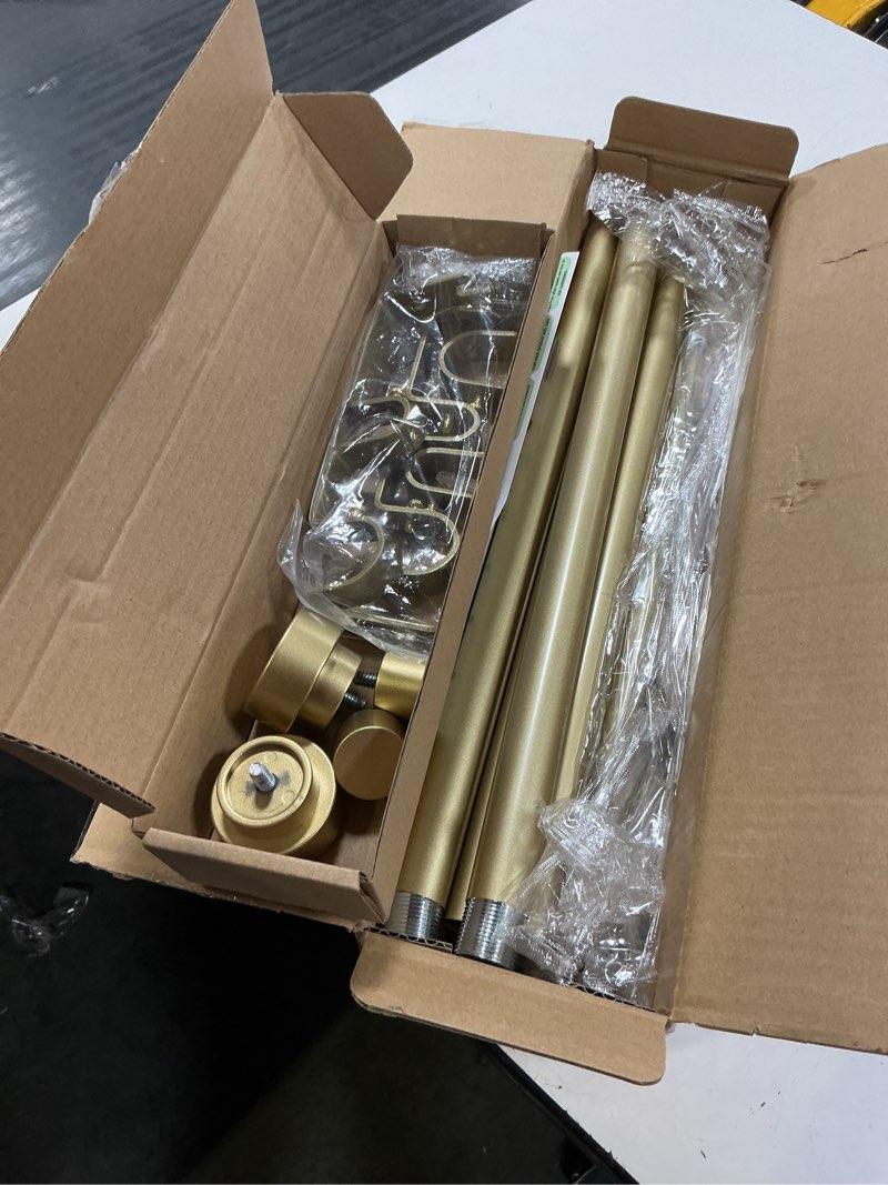 Condition photo showing Good Condition for tangwin gold double curtain rods for windows 36 to 88:adjustable heavy duty double curtain rod for bedroom living room,1 inch brass gold iron moden decorative telescopic dual drapery rod easy install 36-88” gold