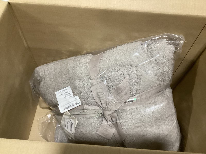 Condition photo showing As Is for barefoot dreams cozychic throw dove gray one size
