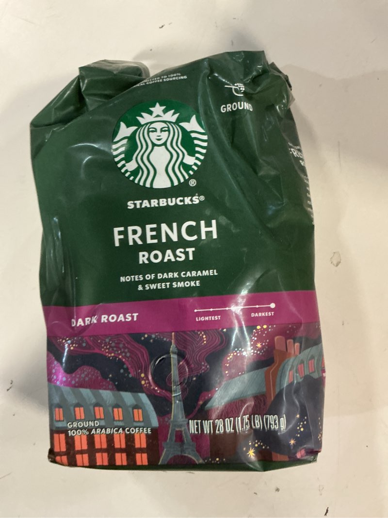 Condition photo showing Good Condition for (BB. 18 dec 2025) Starbucks Ground Coffee, Dark Roast Coffee, French Roast, 100% Arabica, 1 bag (28 oz) French Roast 28 Ounce (Pack of 1)