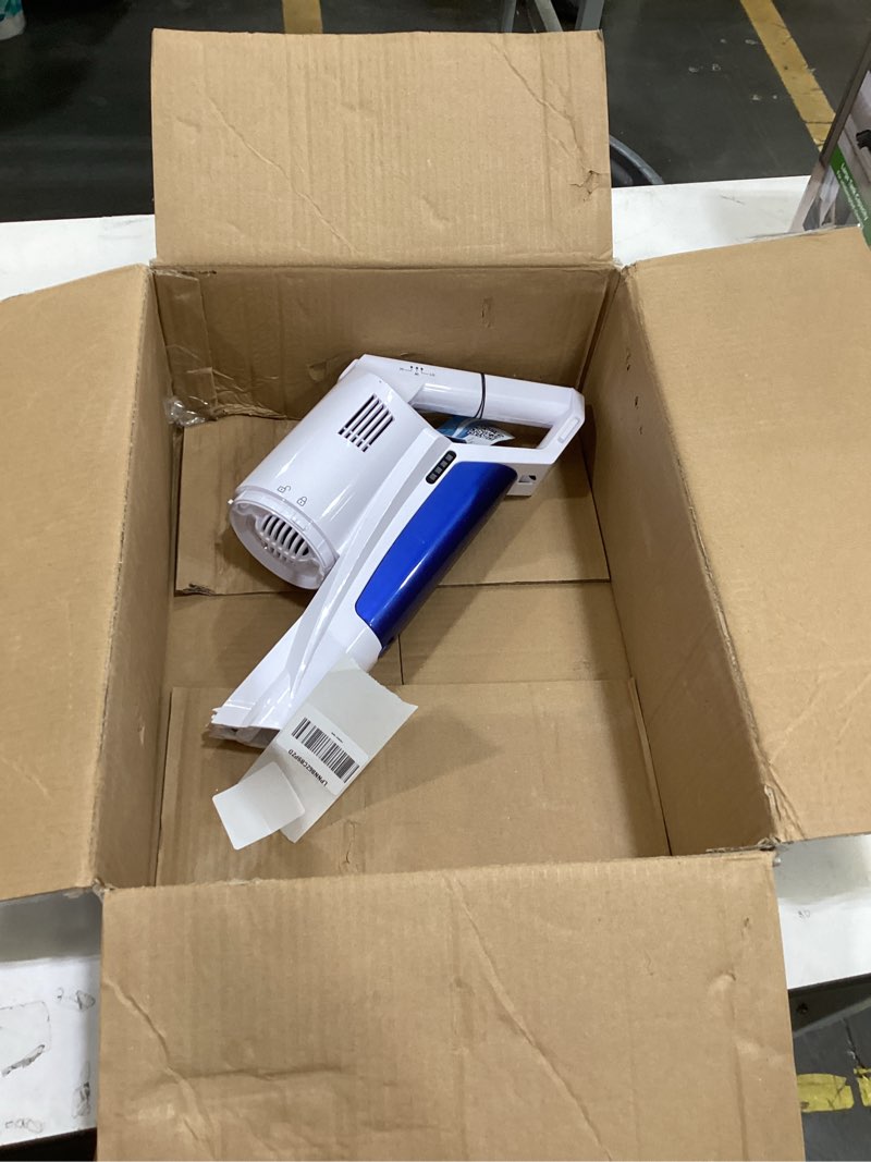 Condition photo showing As Is for whall cordless vacuum cleaner, upgraded 25kpa suction 280w brushless motor stick vacuum cleaner, lightweight handheld vacuum for home pet hair carpet hard floor, up to 55mins runtime blue & white