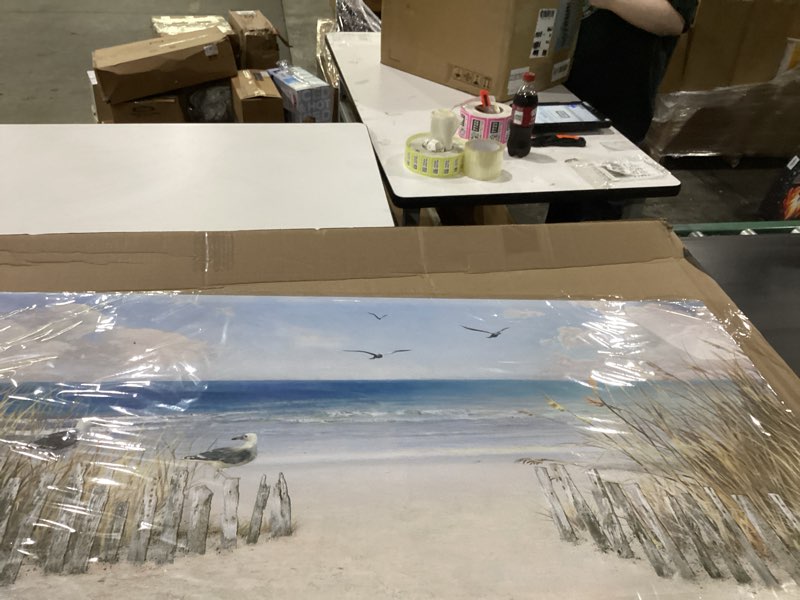 Condition photo showing New/Like New for xxmwallart fc3762 sandy beach wall art canvas print wall art seascape blue print home decor abstract coastal picture modern ocean artwork for living room bedroom bathroom office decor 48"l x 24"w sandy beach