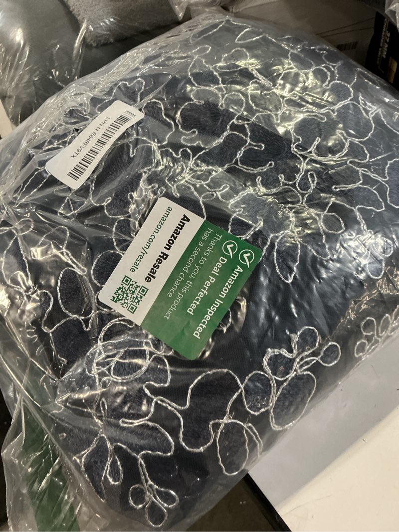 Condition photo showing Good Condition for alex evenings women's sleeveless midi dress with elegant embroidery, full skirt and tie belt (petite and regular sizes) 10 petite navy and silver