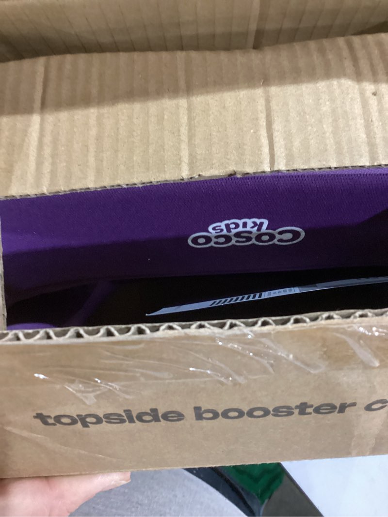 Condition photo showing As Is for Cosco Topside Backless Booster Car Seat, Lightweight Booster Seats for Cars 40-100 lbs, Backless Booster Seat for Car, Grape Grape 1 Pack