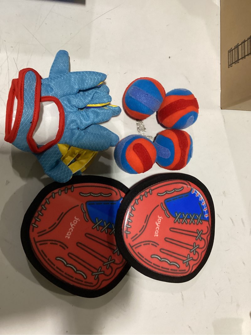 Condition photo showing New/Like New for JoyCat Velcro Ball and Catch Game with 2 Velcro Gloves for Kids & 2 Paddles for Adult or Kids, Outdoor Toys for Family, Beach Yard Games, Baseball Training Toy for Toddlers, Gift for 3-12 Year Old