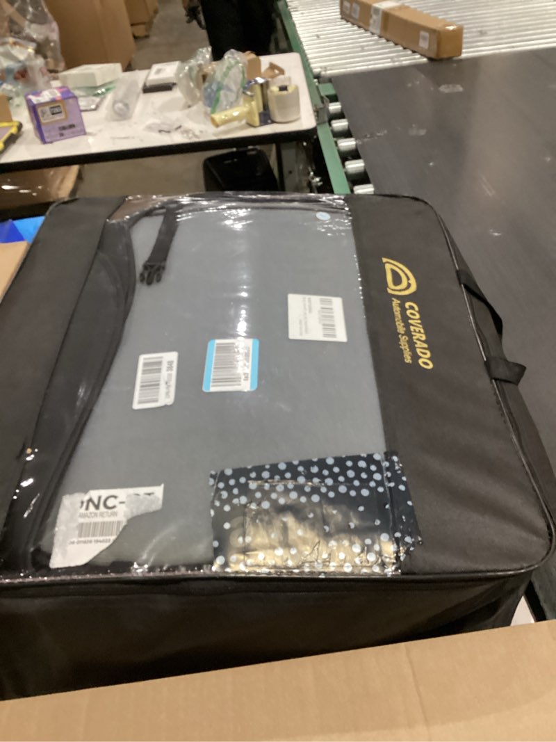 Condition photo showing As Is for Coverado Car Seat Covers 5 Pieces, Full Set Universal Seat Covers for Cars, Waterproof Nappa Leather Auto Seat Protectors with Head Pillow, Car Interiors Fit for Most Pick-up Truck Sedans SUV, Black Black(Pillow) FullSet