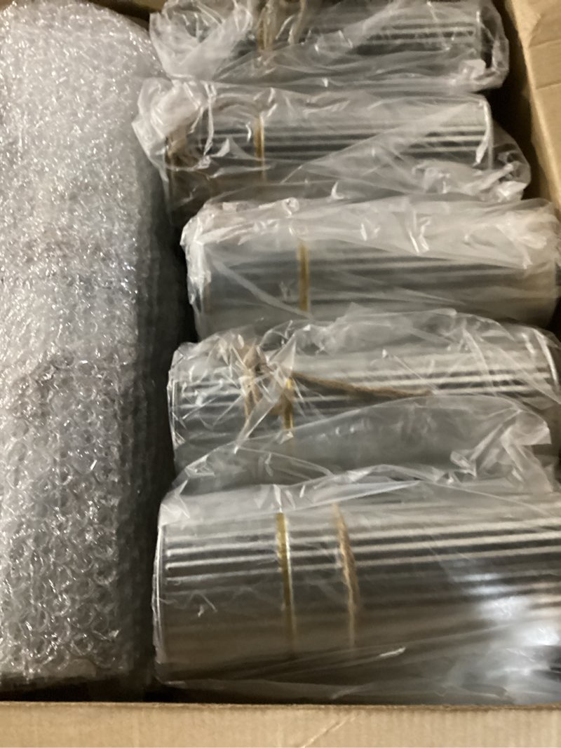 Condition photo showing New/Like New for mimorou 16 pcs 7.48 inch wedding vases for centerpieces mason jars with twine bow galvanized metal flower vase rustic vintage farmhouse tin bucket for wedding home table (silver) silver 16