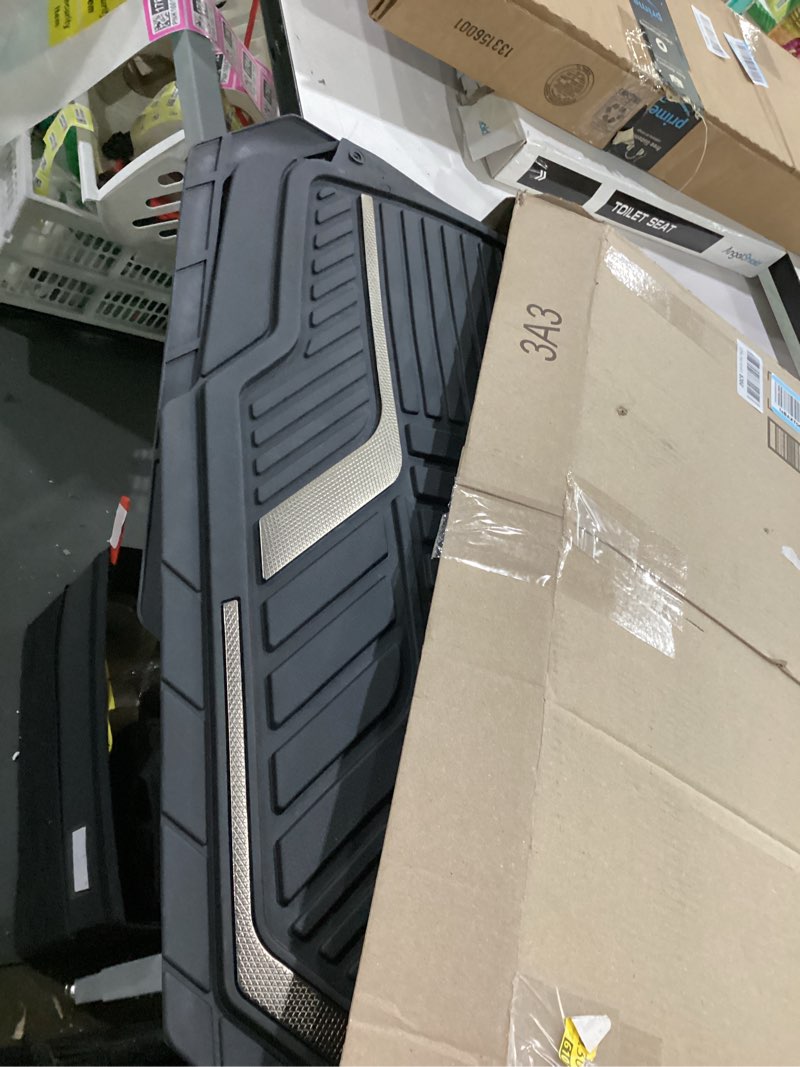 Condition photo showing Good Condition for pic auto heavy duty rubber floor mats, gray aluminum film car mats set, front and rear car mats with anti-slip backing, all weather protection, trim-to-fit for automotive suv, sedan, van