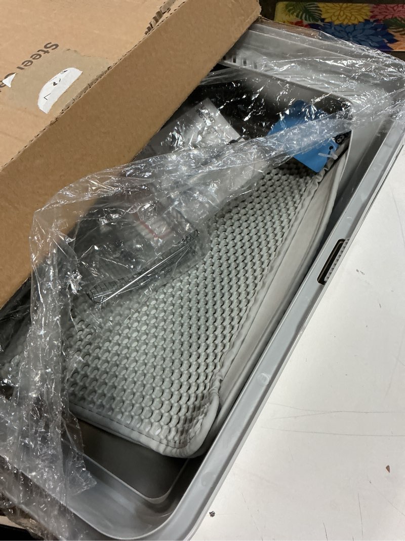 Condition photo showing New/Like New for Stainless Steel Litter Box | XL Enclosed Cat Litter Boxs with Lid for Big Cats | High Sided, Anti-Urine Leakage | Non-Stick Bottom & Includes Litter Mat & Metal Scoop X-Large Silver Gray