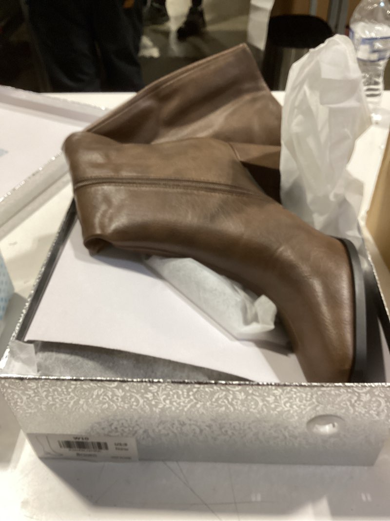 Condition photo showing New/Like New for Knee High Boots for Women Tall Boots Womens Chunky Block Heel Dress GoGo Long Boots 9 Brown