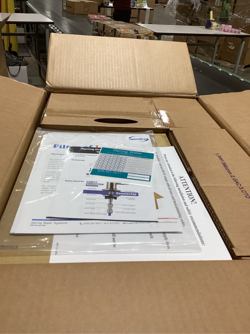 Condition photo showing New/Like New for iSpring RCC7AK, NSF Certified, 75 GPD, Alkaline 6-Stage Reverse Osmosis System, pH+ Remineralization RO Water Filter System Under Sink, Patented Top-Mounted Faucet Design for Easy Installation 6-Stage, Alkaline Brushed Nickel