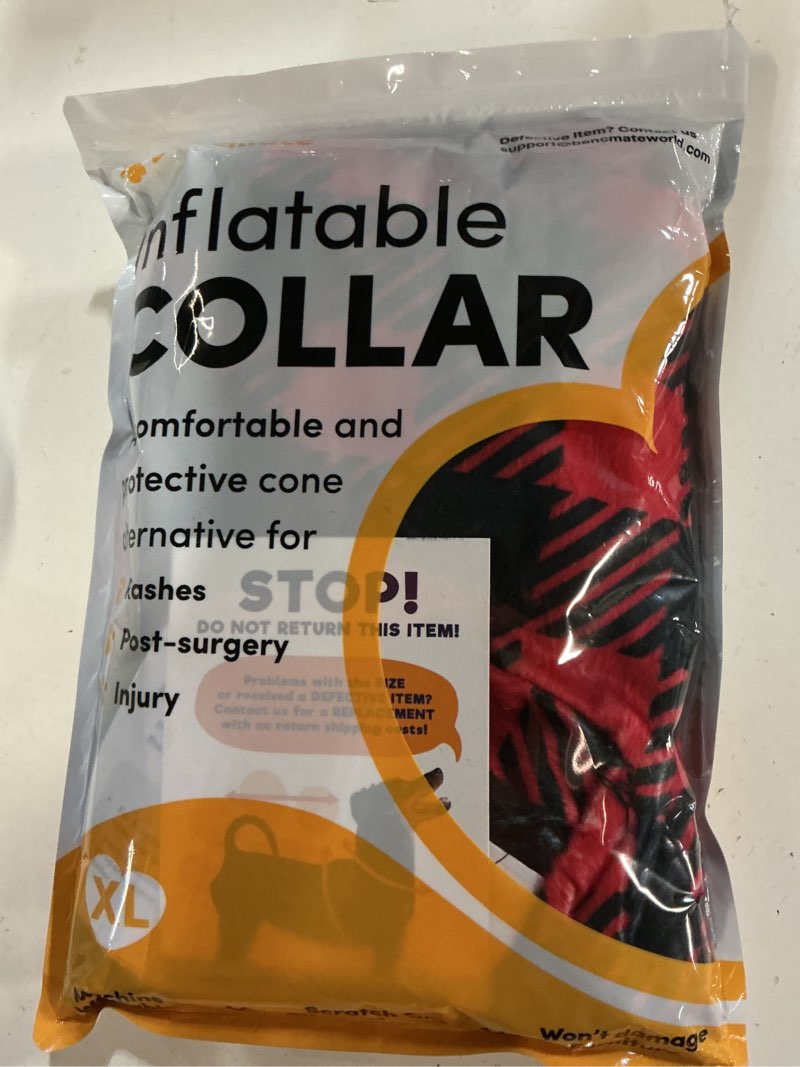 Condition photo showing New/Like New for bencmate inflatable dog cone collar alternative, soft dog cone for small medium large dogs and cats, neck recovery ecollar donut collar after surgery (xlarge, plaid) plaid x-large [neck:18"-21"]