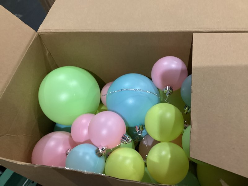 Condition photo showing Good Condition for 9 ft easter ball garland ornaments large pastel hanging shatterproof candy balls decorations for home indoor outdoor mantel easter mardi gras holiday party tree supplies 9 ft pastel
