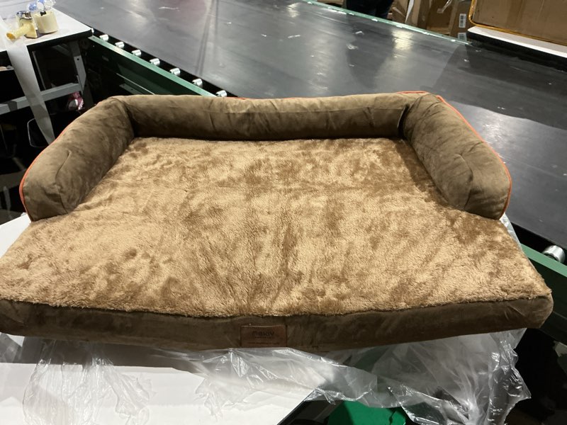 Condition photo showing As Is for large dog bed orthopedic washable - waterproof with removable cover - memory foam - xxl large big dogs - beds bolster pet - couch sofa - brown dog bed 45.0"l x 35.0"w x 8.0"th brown