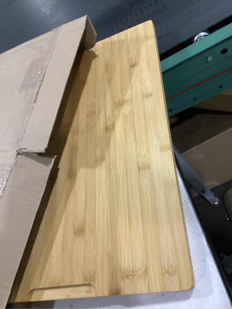 Condition photo showing As Is for 3XLarge Cutting Board, 24" Bamboo Cutting Boards for Kitchen with Juice Groove and Handles Kitchen Chopping Board for Meat Cheese board Heavy Duty Serving Tray, 3XL, Empune 24"L x 18"W