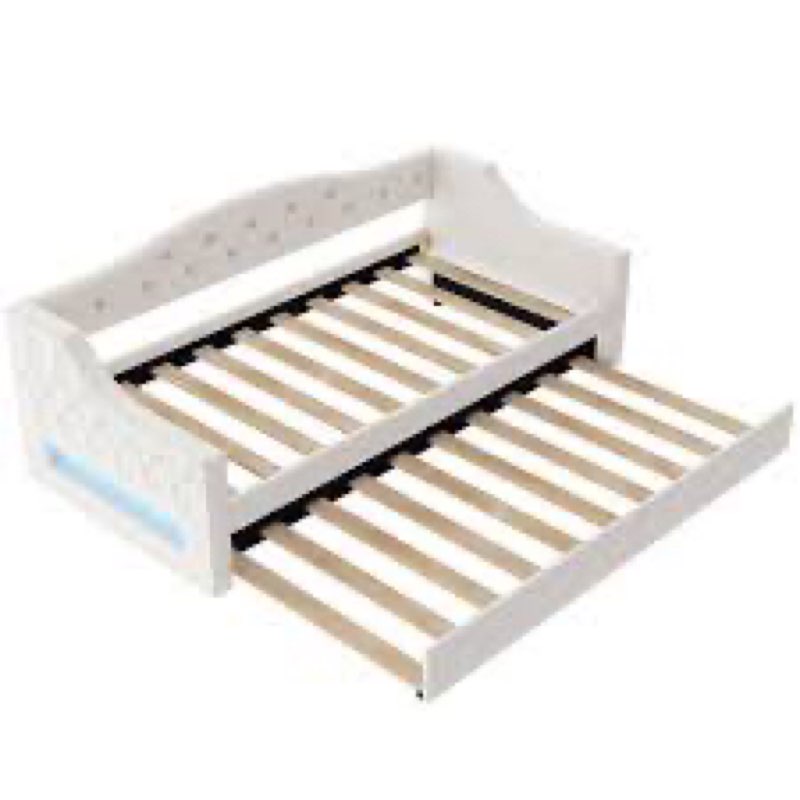 (Incomplete 1 set of 2/1) Twin XL Size Daybed with LED Belt and Trundle Color: White