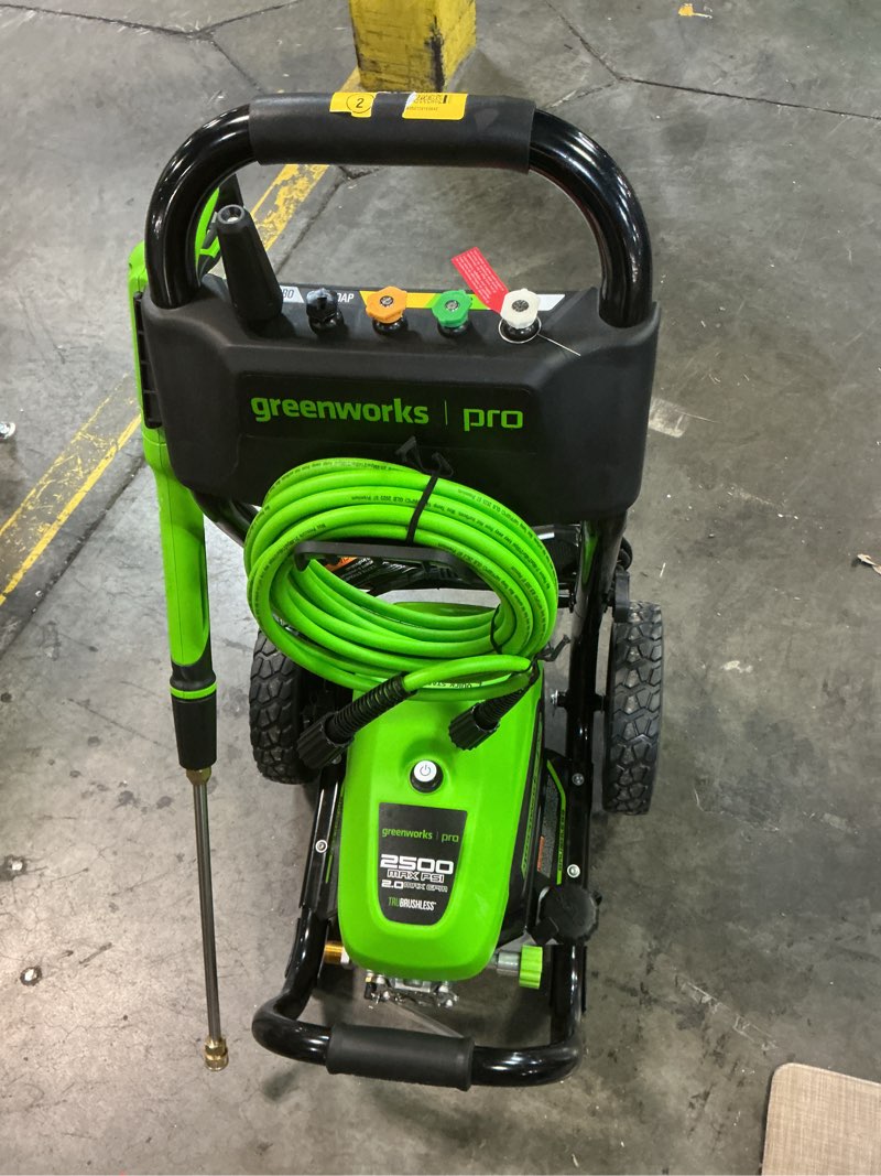 Condition photo showing Good Condition for greenworks 2500-psi 2-gpm cold water electric pressure washer with 5 spray tips gpw2500