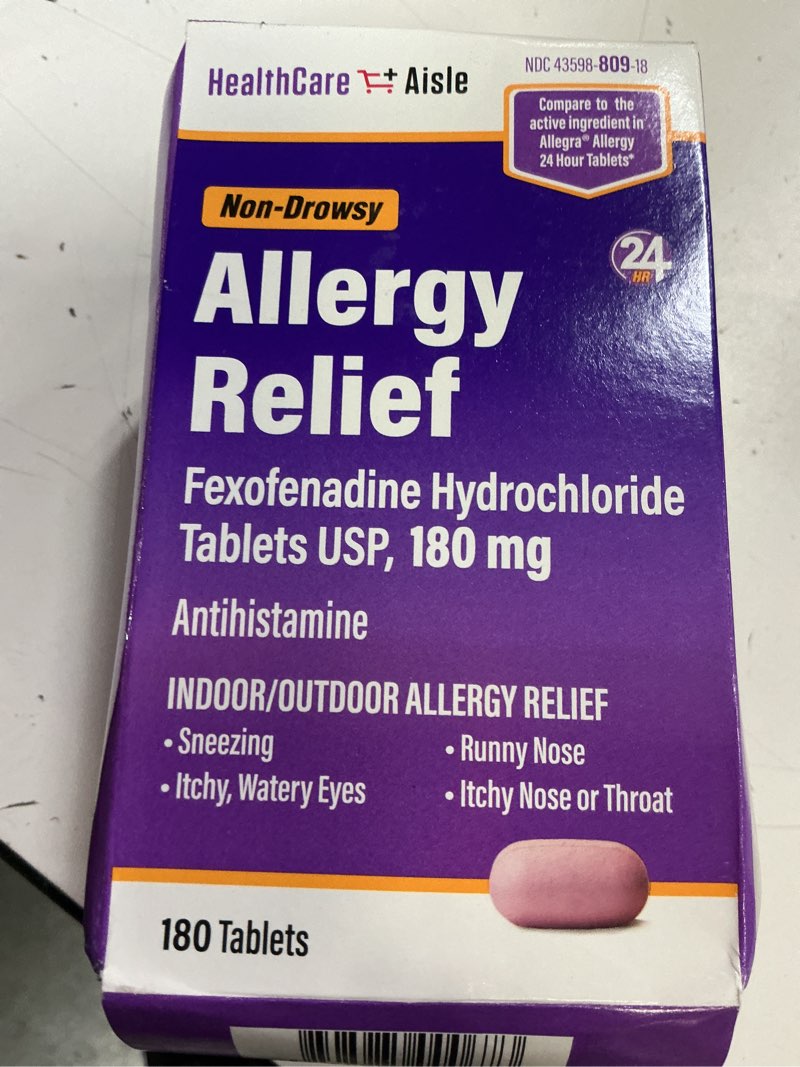 Condition photo showing New/Like New for (exp 2027/01)  healthcareaisle allergy relief - fexofenadine hydrochloride tablets usp, 180 mg - 180 tablets - allergy medication, non-drowsy 24-hour relief 180 count (pack of 1) 180mg