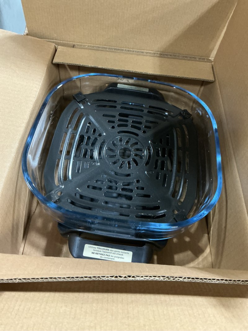 Condition photo showing Good Condition for ninja crispi air fryer, microwave, freezer & dishwasher safe, non toxic glass portable cooking system, 4 qt & 6 cup glass containers with storage lids, easy meals, air fry, bake, blue (renewed)