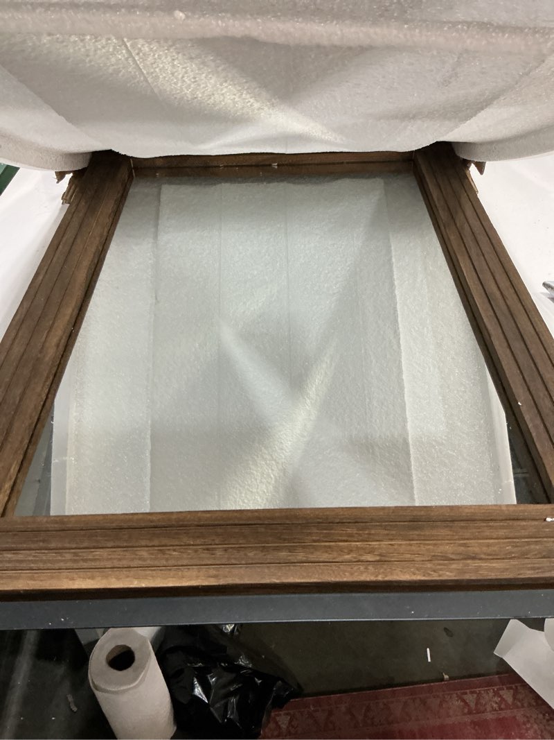 Condition photo showing New/Like New for AAZZKANG Large Rectangle Mirror Rustic Wood Hanging Mirror Large 30"x22" Decorative Farmhouse Bedroom Bathroom Mirrors Home Wall Decor 30"L x 22"W Brown