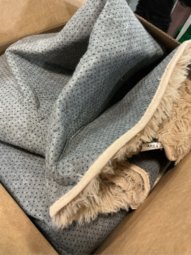 Condition photo showing As Is for large area rugs for living room bedroom, 8x10 feet beige fluffy shag rugs, ultra soft shaggy plush fuzzy modern indoor throw floor carpet for kids girls boys dorm nursery home decor aesthetic 8' x 10' (rectangular) beige