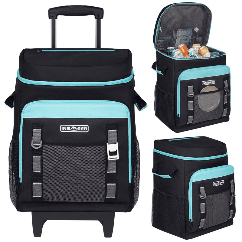 INSMEER Cooler Bag with Wheels, 50L Soft Cooler, Insulated, Portable