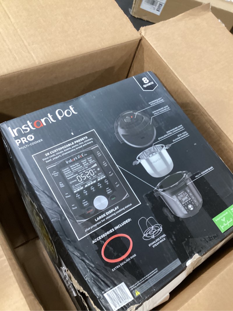Condition photo showing Good Condition for Instant Pot Pro (8 QT) 10-in-1 Pressure Cooker, Slow Cooker, Rice/Grain Cooker, Steamer, Sauté, Sous Vide, Yogurt Maker, Sterilizer, and Warmer, Includes App With Over 800 Recipes, Black 8 Quarts