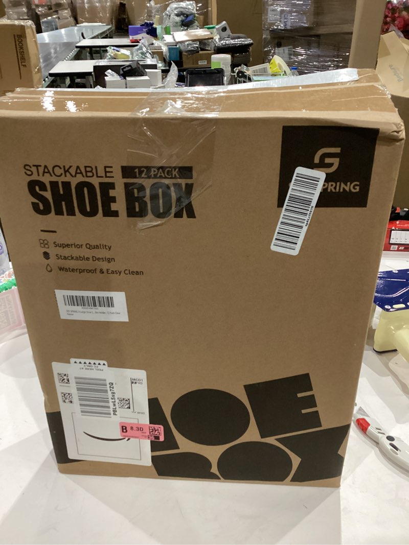 Condition photo showing Good Condition for SEE SPRING X-Large Shoe Storage Box Fit Size 11, Clear Plastic Stackable Shoe Organizer for Closet, Space Saving Foldable Shoe Rack Sneaker Container Bin Holder, 12 Pack Clear X-Large Fit Size 11 Clear