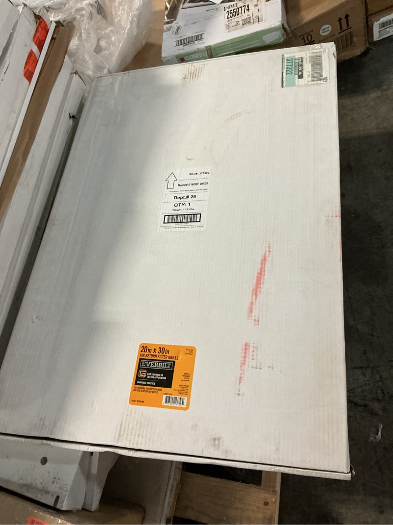 Condition photo showing New/Like New for 20 in. x 30 in. steel return air filter grille in white