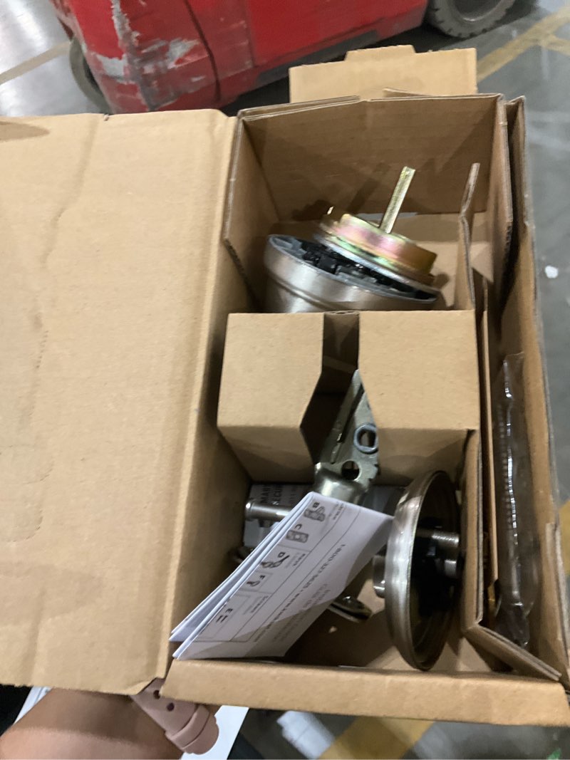 Condition photo showing As Is for kwikset 816 single cylinder satin nickel key control deadbolt featuring smartkey security with microban antimicrobial technology