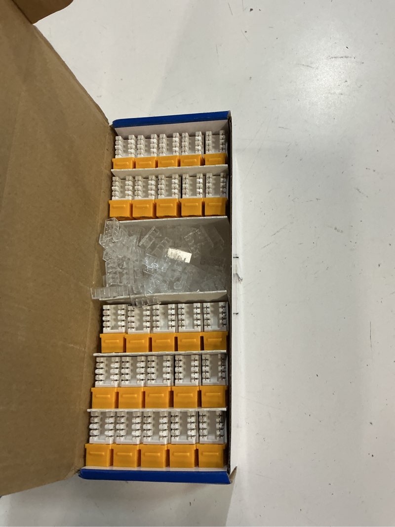 Condition photo showing Good Condition for everest 90° angled rj45 cat6 keystone jacks 50-pack in yellow - slim profile female rj45 connectors - cat 6 keystone jack - compatible with 90° angled speed termination tool - easyjack (b094wb91h3) quantity 50 cat6 yellow