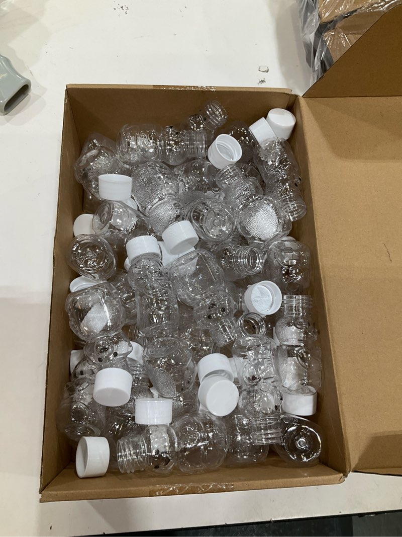 Condition photo showing Good Condition for patelai 48 pcs 2 oz plastic honey bear bottle clear empty honey containers bulk reusable mini cup jars with lids juice bottle for holidays baby shower gifts(white)