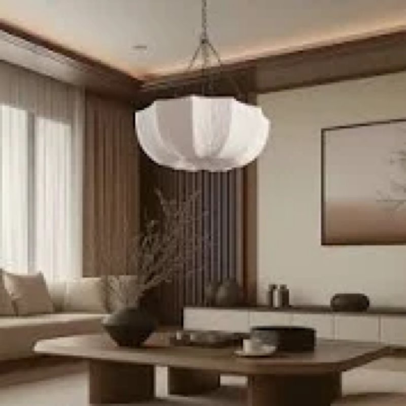Three Light Pendant Light Indoor Bowl Fabric Kitchen Island