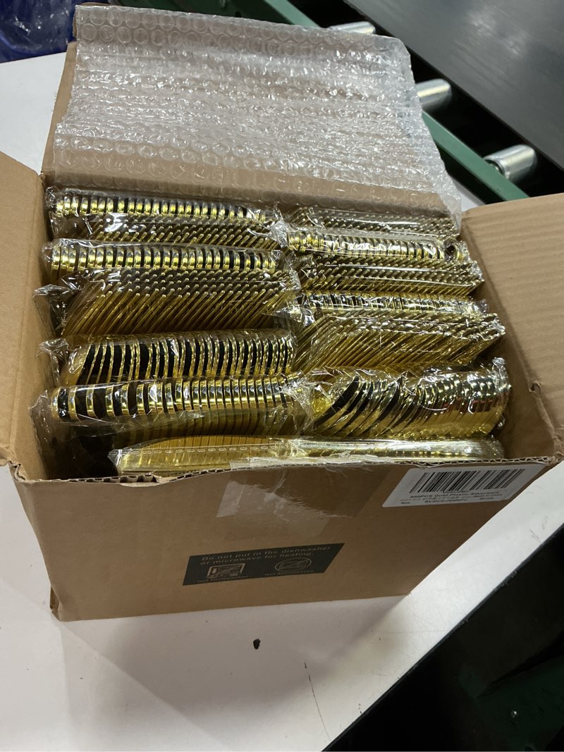 Condition photo showing New/Like New for bestvip 400pcs gold plastic silverware, gold disposable utensils, heavy duty cutlery set of 200 forks, 100 spoons, 100 knives for party, thanksgiving, christmas, birthday, catering and daily use 100 set gold