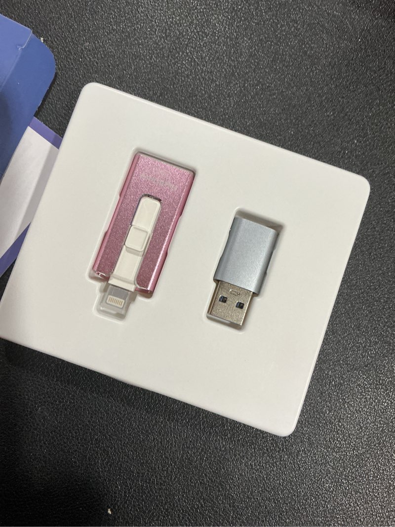Condition photo showing Good Condition for MFi Certified 256GB Flash Drive for iPhone, 3 in 1 Type-C USB Memory Stick Thumb Drive for Photos Videos, High Speed External Memory Storage Photo Stick for iPhone iPad Android PC (Rose Pink) 256 GB Rose Pink