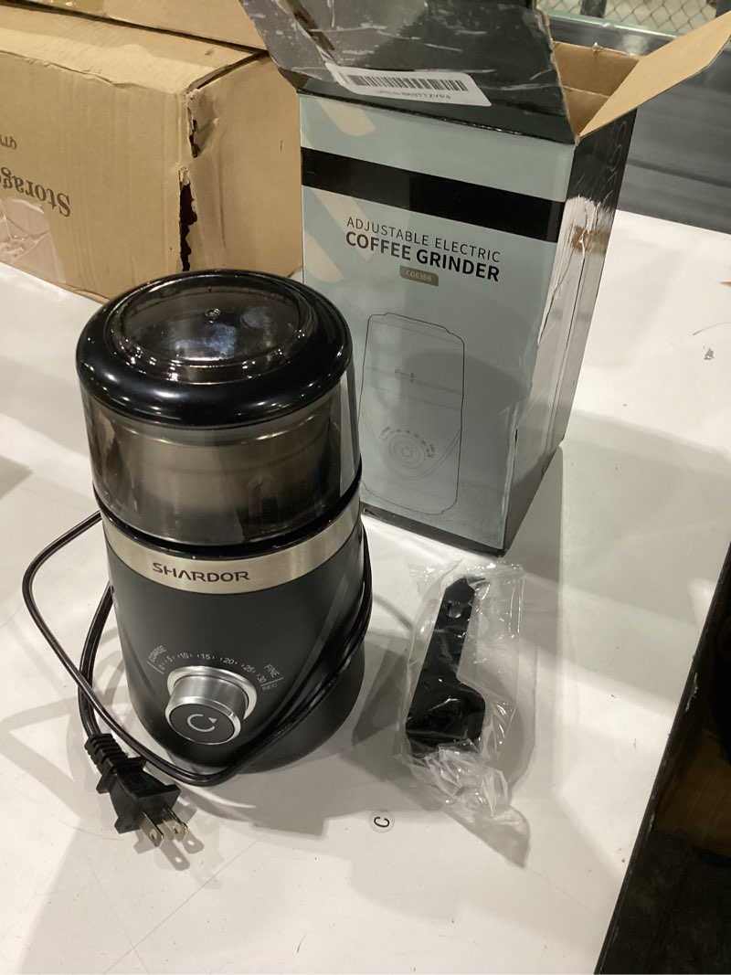 Condition photo showing Good Condition for SHARDOR Electric Super Silent Blade Coffee Grinder, Timed Grind Control Rotary Knob, Adjustable Coarse to Fine for Coffee Beans, Spices & Herbs, with 1 Removable Stainless Steel Bowl, Black Black 1 Bowl