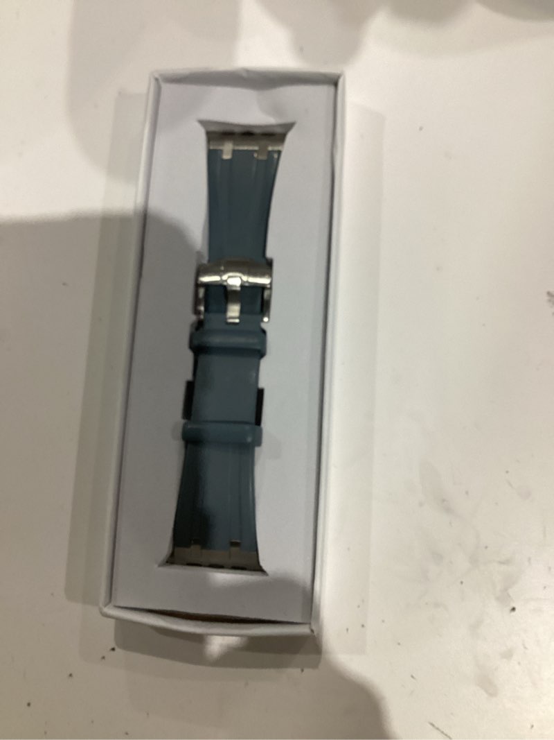 Condition photo showing Good Condition for Sport Liquid Silicone Rubber Band with Stainless Steel Adapter for Apple Watch Ultra 1/2 49mm 45mm 44mm 42mm for Men, Durable Replacement Strap for iWatch Ultra 1/2, AP Rubber Watch Band for Watch Ultra 2 SE 9 8 7 6 5 49/45/44/42mm Silver&Grey