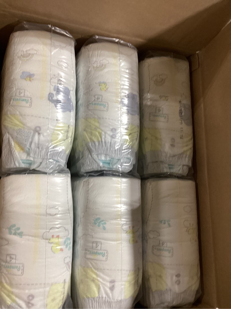 Condition photo showing New/Like New for pampers swaddlers diapers, size 4 (15-34 lbs), 150 count, absorbent, keeps baby dry and comfortable, skin safe disposable baby diaper (packaging may vary) size 4 150