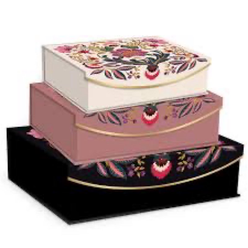 Punch Studio Golden Botanicals Black Dahlias, Rectangle Flap Nested Box Set, Decorative Storage Boxes (50436N)