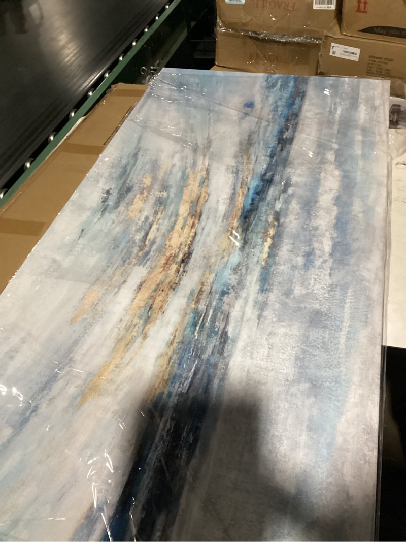 Condition photo showing Good Condition for Extra Large Framed Wall Art for Living Room Light Blue Huge Canvas Print Modern Ocean Skyline and Sunset Wall Picture Coastal Themed Seaside Sea Artwork for Home Bedroom Décor 58x29inch Décor Blue Abstract Wall Art 60"L x 30"W