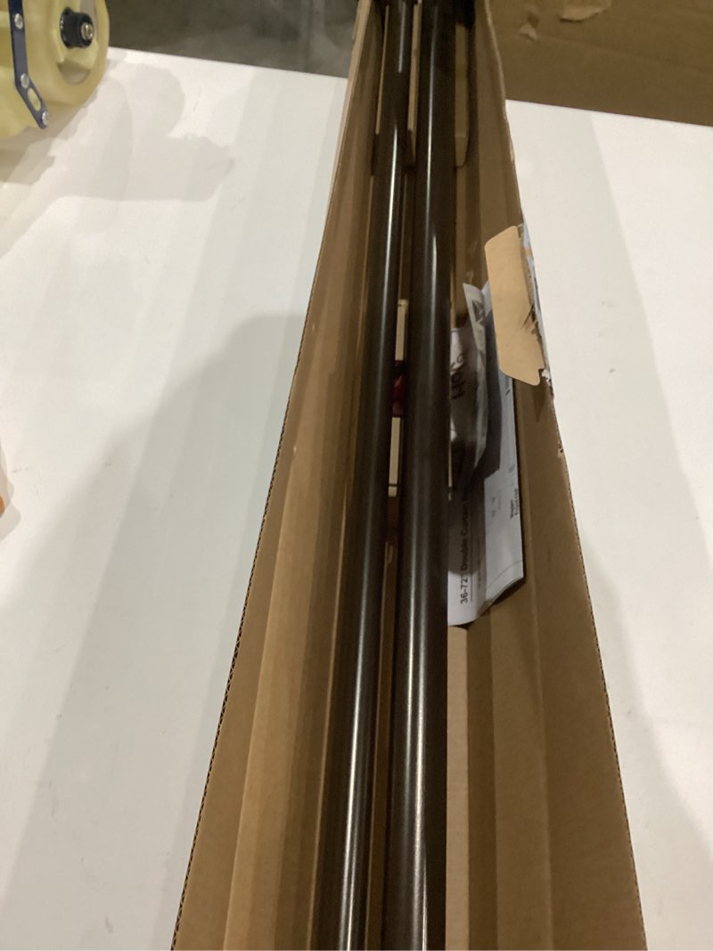 Condition photo showing As Is for Double Curtain Rod 36 to 72 Inch, HOTOZON 1 Inch Heavy Duty Curtain Rods for Windows, Telescoping Double Drapery Rod with Simple Cap Finials, Bronze Bronze 36-72"