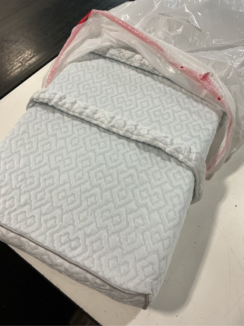 Condition photo showing As Is for cool knee pillow for side sleepers hip pain 4in, adjust leg pillow for multi-uses, certipur-us memory foam knee pillow for side sleeper, leg pillow for side sleeping with 2 straps, white