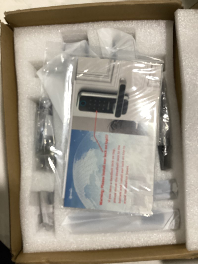 Condition photo showing Good Condition for smart lock with handle: wi-fi keyless entry door lock - smart locks for front door - biometric fingerprint door lock - smart door lock with keypad - garage door with app control - auto lock silver smart lock