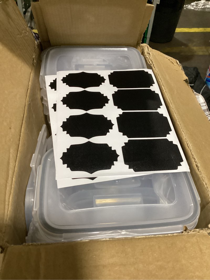 Condition photo showing New/Like New for Freshware Kitchen Storage Containers with Lids, 48 PCS Airtight Food Storage Containers, Plastic Kitchen Containers, Pantry Containers for Cereal, Dry Food, Includes Labels, Marker & Measuring Spoons