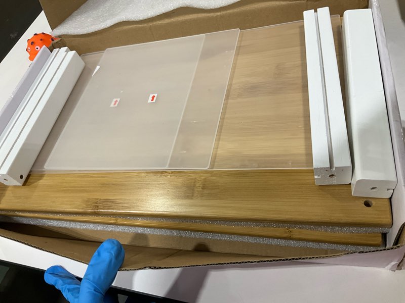 Condition photo showing As Is for glass bread box for kitchen countertop - clear white bread box pastry display case classic style classic clear white