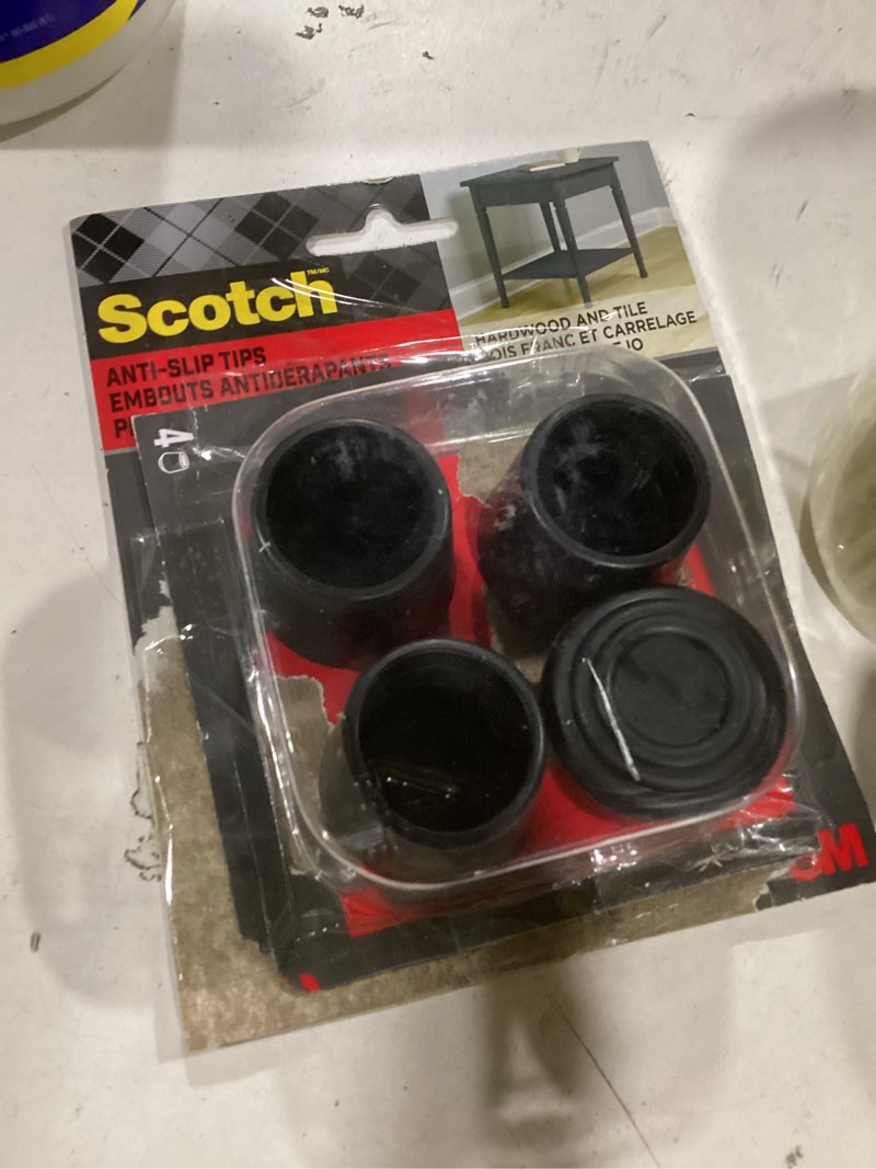 Condition photo showing Good Condition for scotch 4-pack 1-1/8 in black rubber chair leg tips