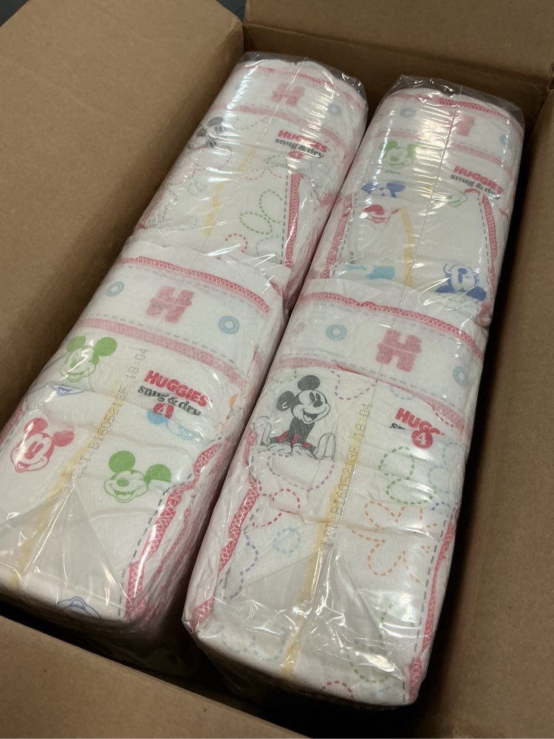 Condition photo showing New/Like New for huggies size 4 diapers, snug & dry baby diapers, size 4 (22-37 lbs), 92 count, packaging may vary size 4 92