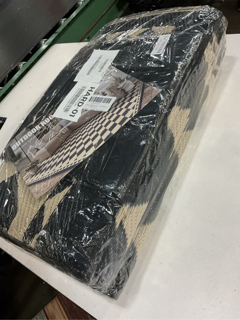 Condition photo showing New/Like New for hugear outdoor rug for patios clearance,waterproof mat,large outside carpet,reversible plastic straw camping rugs,rv,porch,deck,camper,balcony,backyard (8x10,checkered/black&beige) checkered/black&beige 8' x 10' (rectangular)